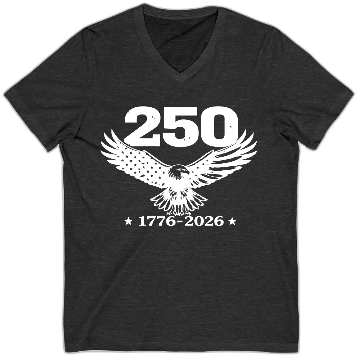 America 250th Anniversary Eagle Design V-Neck in Dark Grey Heather